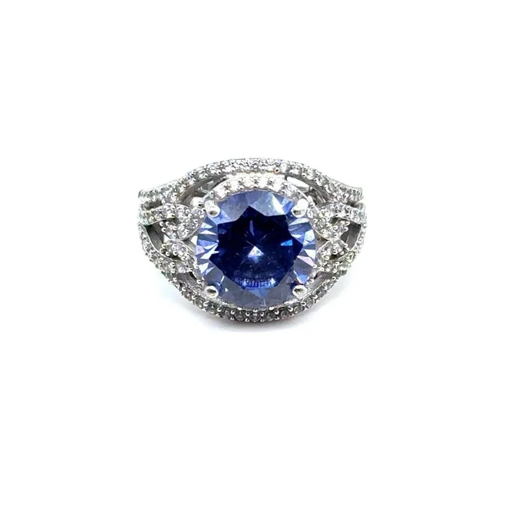 Tanzanite Colored Stone /Cz’s Silver 925 Ring